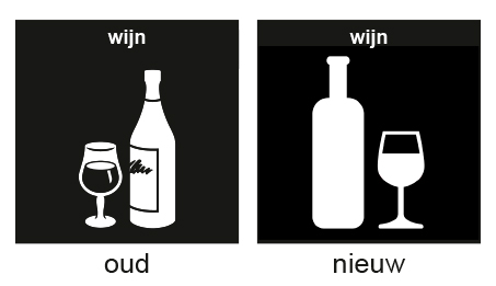 Oude en nieuwe pictogram voor wijn.