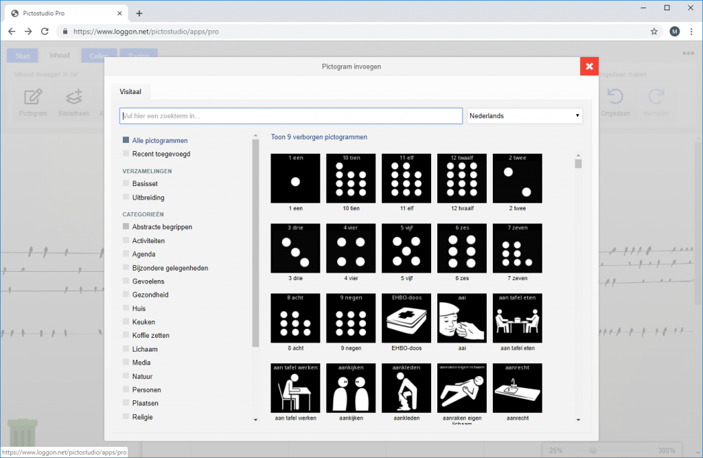 Screenshot selecteren nieuwe pictogrammen Pictostudio Pro.