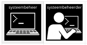 Pictogrammen systeembeheer en systeembeheerder.
