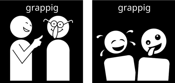 Oude en nieuwe pictogram voor grappig.