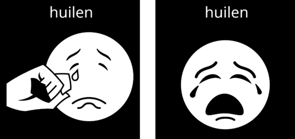 Oude en nieuwe pictogram voor huilen.