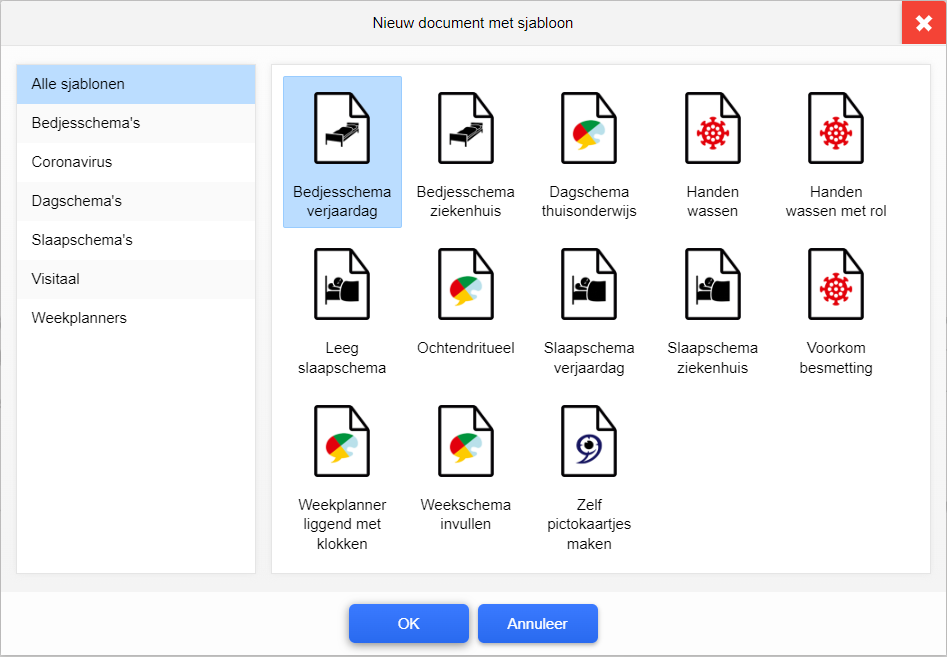 Maak een nieuwe document met behulp van een sjabloon in Pictostudio Pro.