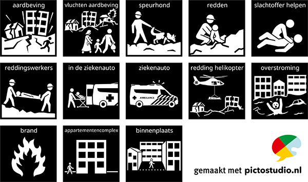 pictogrammen aardbeving en overstroming