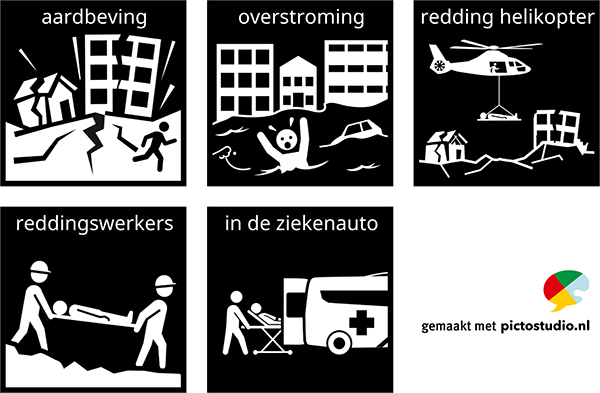 pictogrammen aardbeving en overstroming